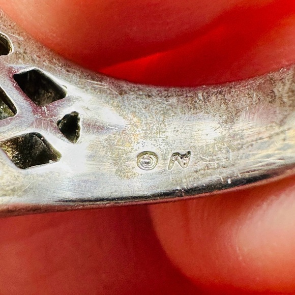 14K Green Amethyst and Diamonds Sterling Silver Ring Size 7 - Picture 5 of 5